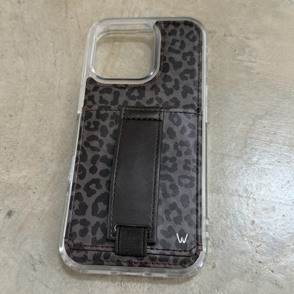 iPhone 16 Pro Walli Leopard Phone Case with Finger Loop Strap